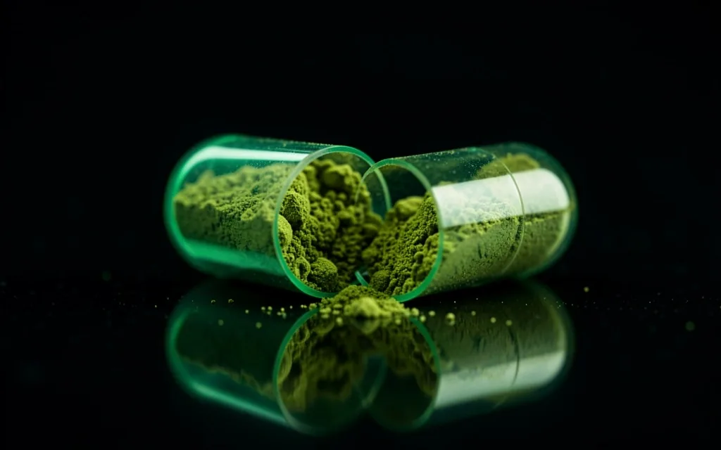 Natural supplement capsule cross-section